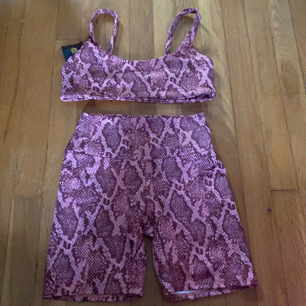 Skatie Pink Snake Print Bike Short Set